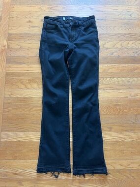 Kut from the Kloth Black Flare Jeans with Raw Hem